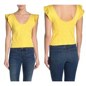 Free People Fleur Ruffled Top Yellow Size Small